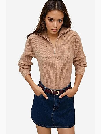 Pull en tricot basique avec col zippé hiccup