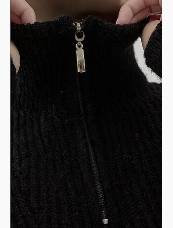 Pull en tricot basique avec col zippé hiccup