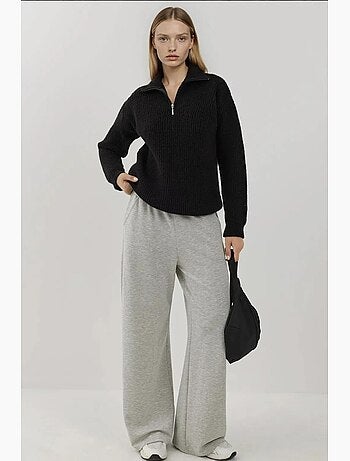 Pull en tricot basique avec col zippé hiccup