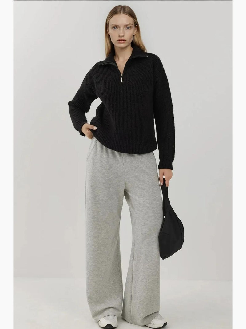 Pull en tricot basique avec col zippé hiccup Noir - Kiabi