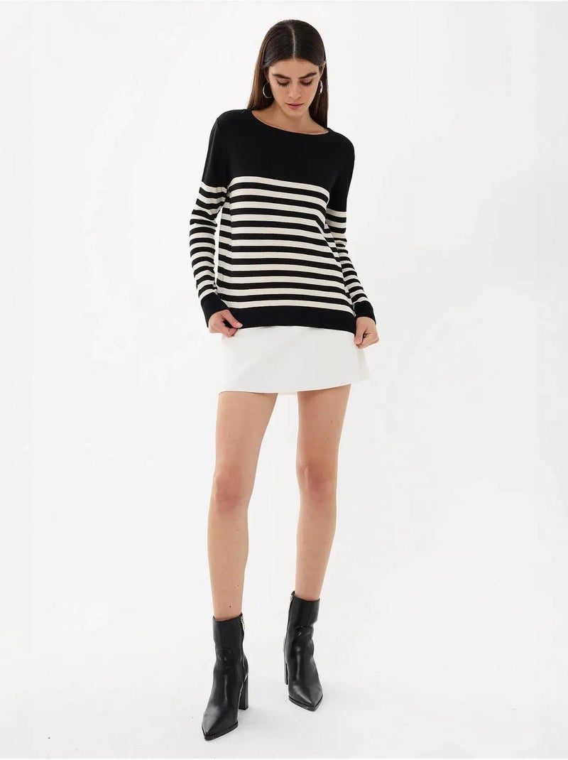 Pull en tricot basique rayé hiccup Noir - Kiabi