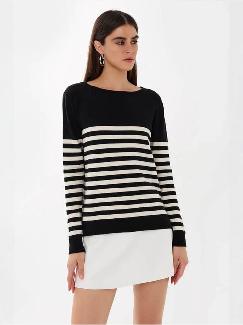 Pull en tricot basique rayé - Kiabi Pull en tricot basique rayé - Kiabi