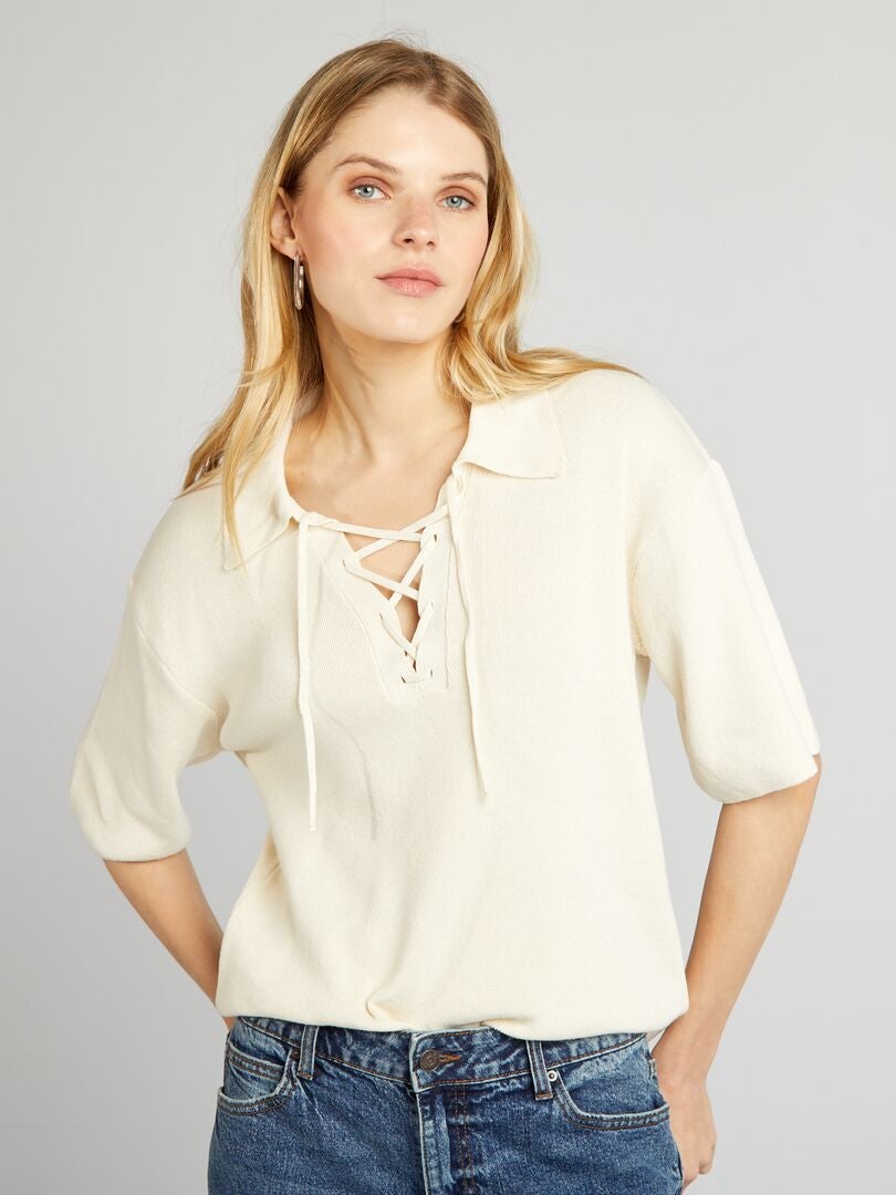 Pull en tricot Beige - Kiabi