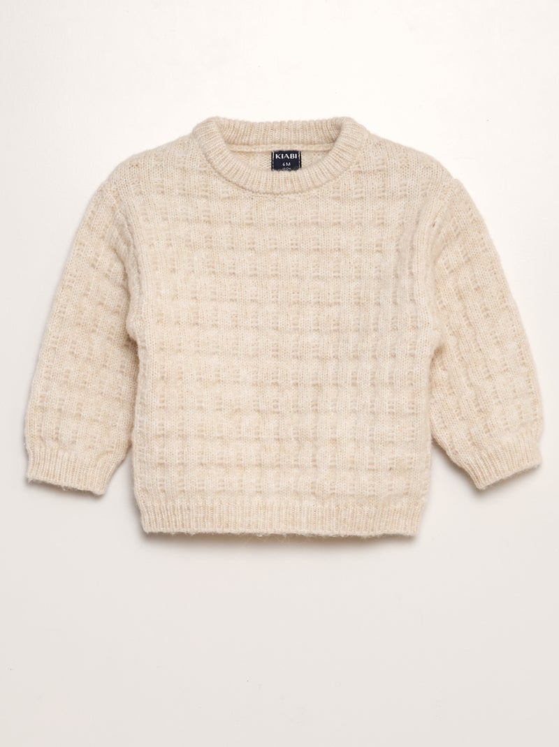 Pull en tricot beige - Kiabi