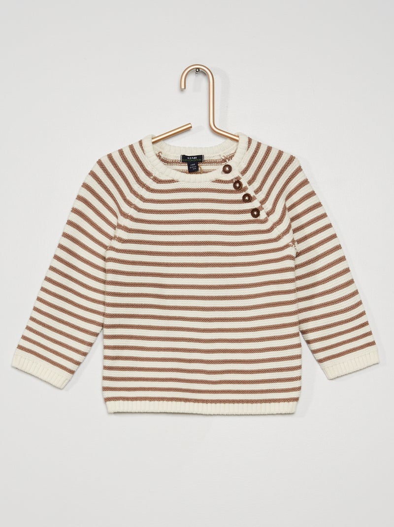 Pull en tricot beige - Kiabi