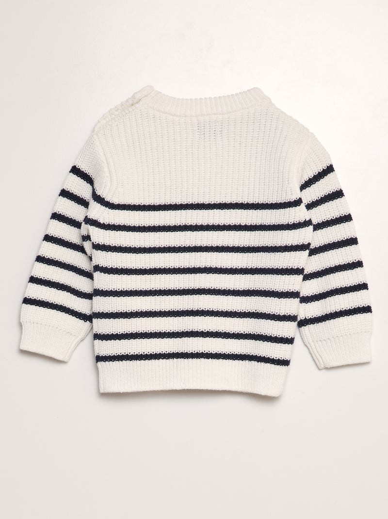 Pull en tricot Blanc/bleu - Kiabi