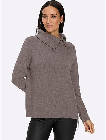 Pull En Tricot Col à Revers Avec Glissière - Taille Standard - Helline