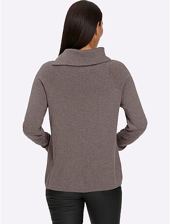 Pull En Tricot Col à Revers Avec Glissière - Taille Standard - Helline