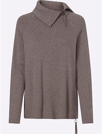 Pull En Tricot Col à Revers Avec Glissière - Taille Standard - Helline