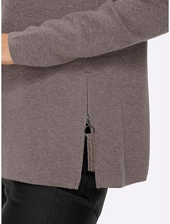 Pull En Tricot Col à Revers Avec Glissière - Taille Standard - Helline