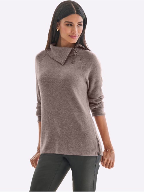 Pull En Tricot Col à Revers Avec Glissière - Taille Standard - Helline - Kiabi Pull En Tricot Col à Revers Avec Glissière - Taille Standard - Helline - Kiabi