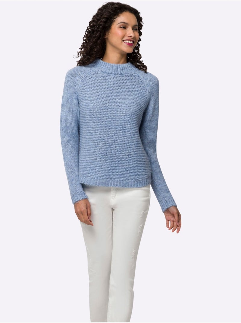 Pull En Tricot Col Corolle - Taille Standard - Helline Bleu - Kiabi