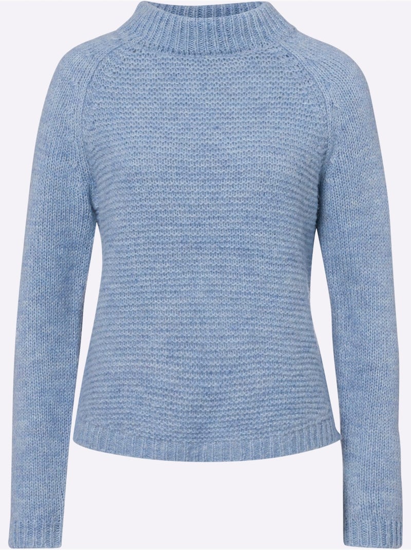 Pull En Tricot Col Corolle - Taille Standard - Helline Bleu - Kiabi