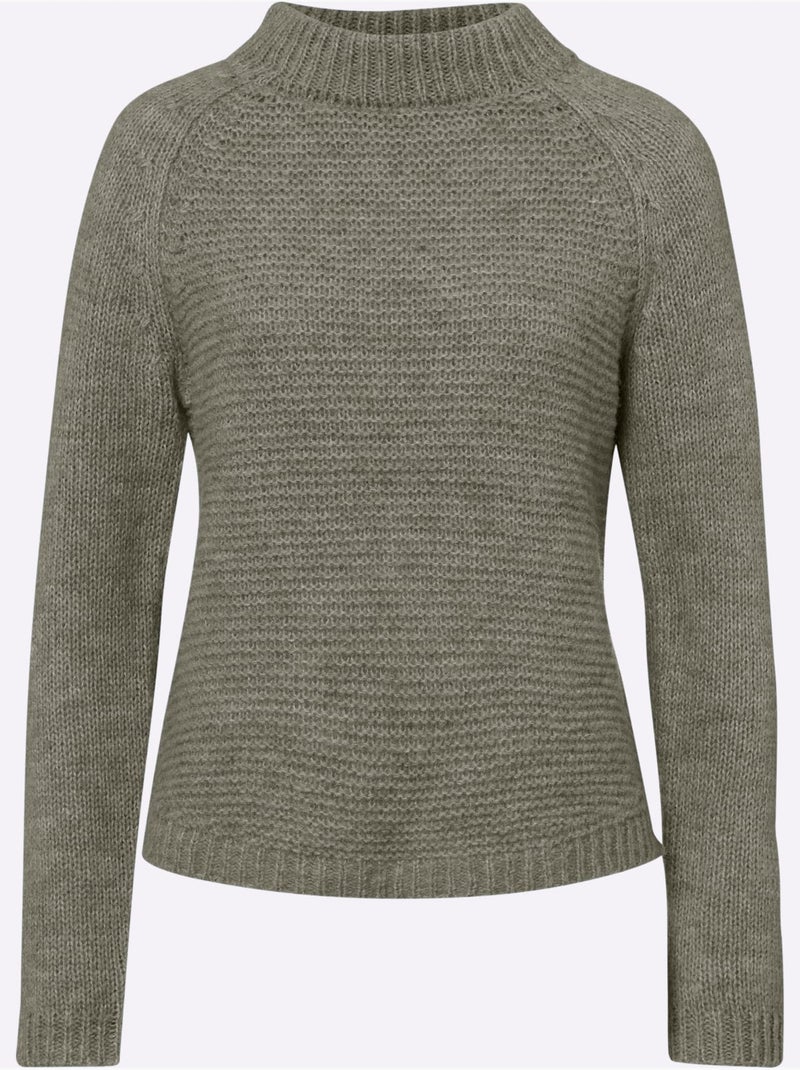 Pull En Tricot Col Corolle - Taille Standard - Helline Kaki - Kiabi