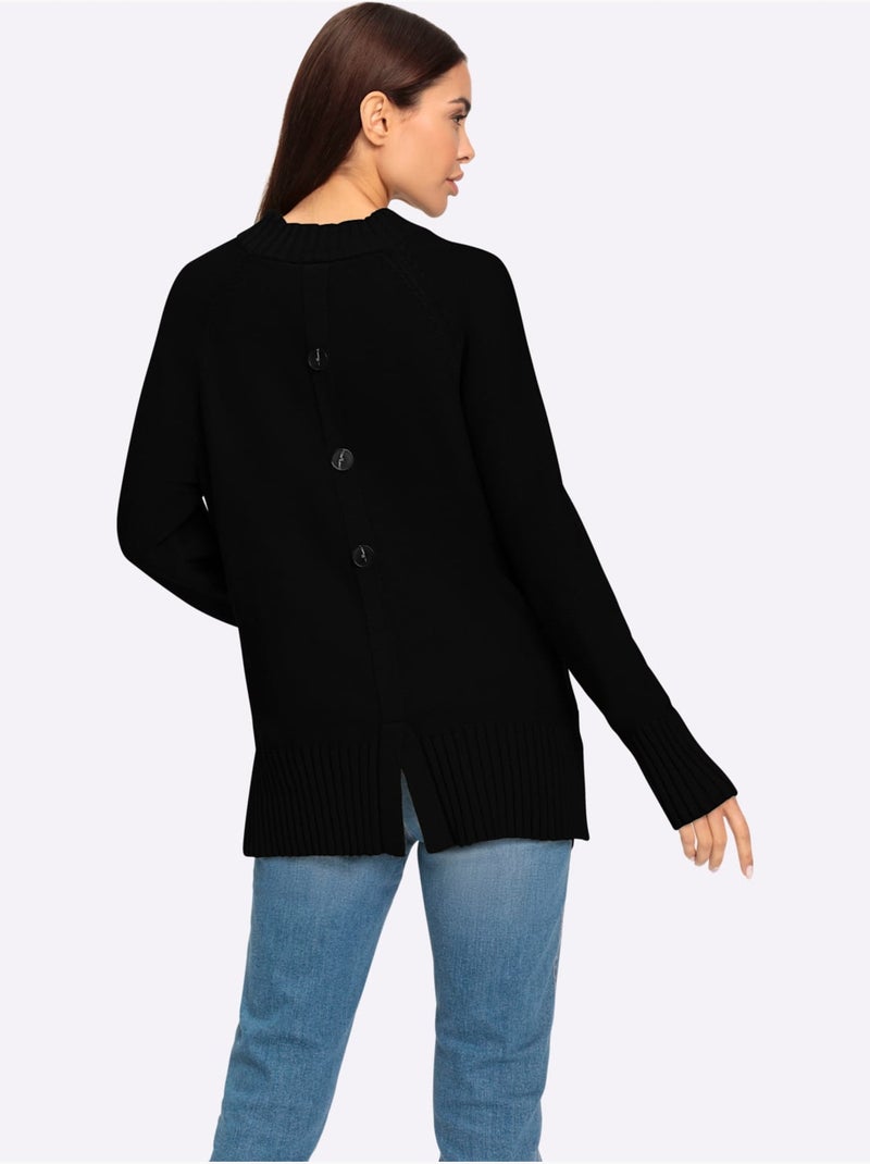 Pull En Tricot Col Corolle - Taille Standard - Helline Noir - Kiabi