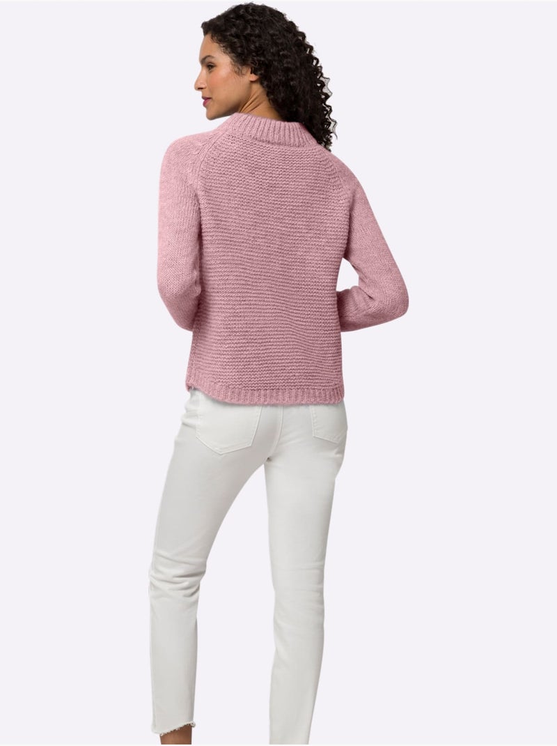 Pull En Tricot Col Corolle - Taille Standard - Helline Rose - Kiabi