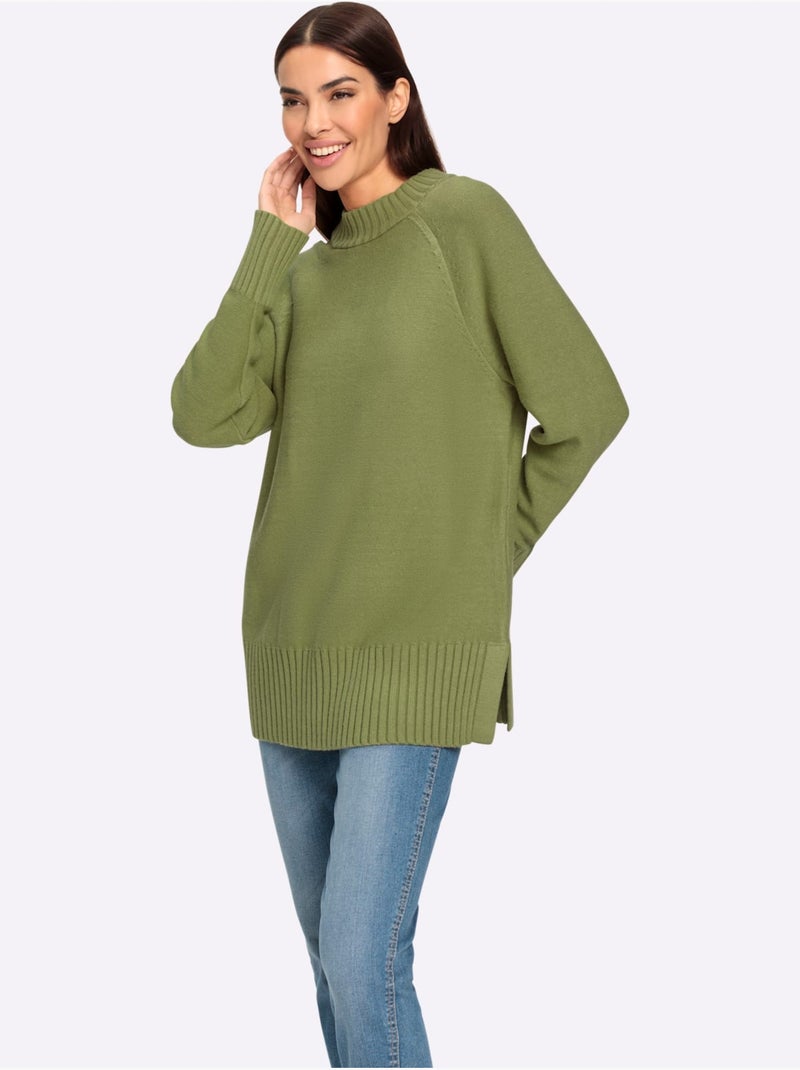 Pull En Tricot Col Corolle - Taille Standard - Helline Vert - Kiabi