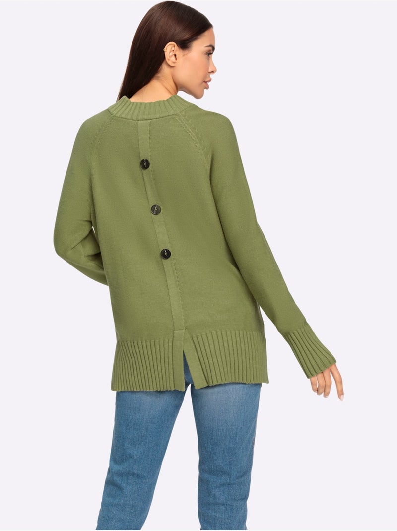 Pull En Tricot Col Corolle - Taille Standard - Helline Vert - Kiabi