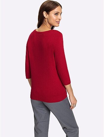 Pull en tricot col en U avec découpes goutte et pierres - Taille standard - Witt