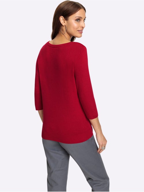 Pull en tricot col en U avec découpes goutte et pierres - Taille standard - Witt - Kiabi
