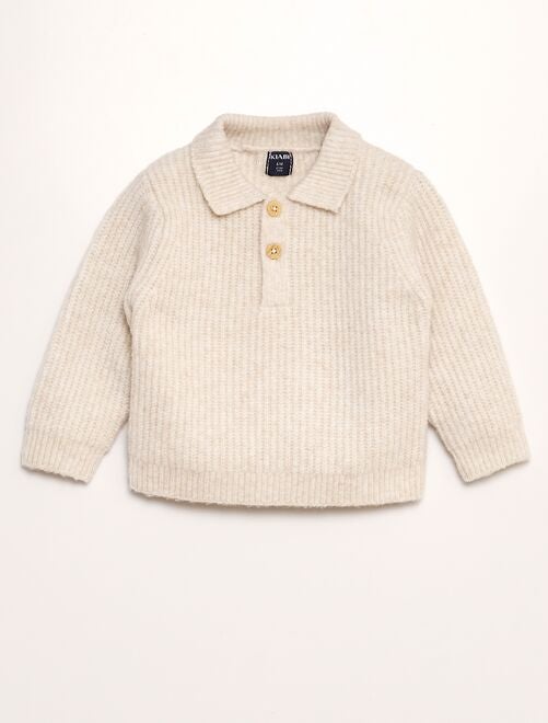 Pull en tricot col polo - Kiabi