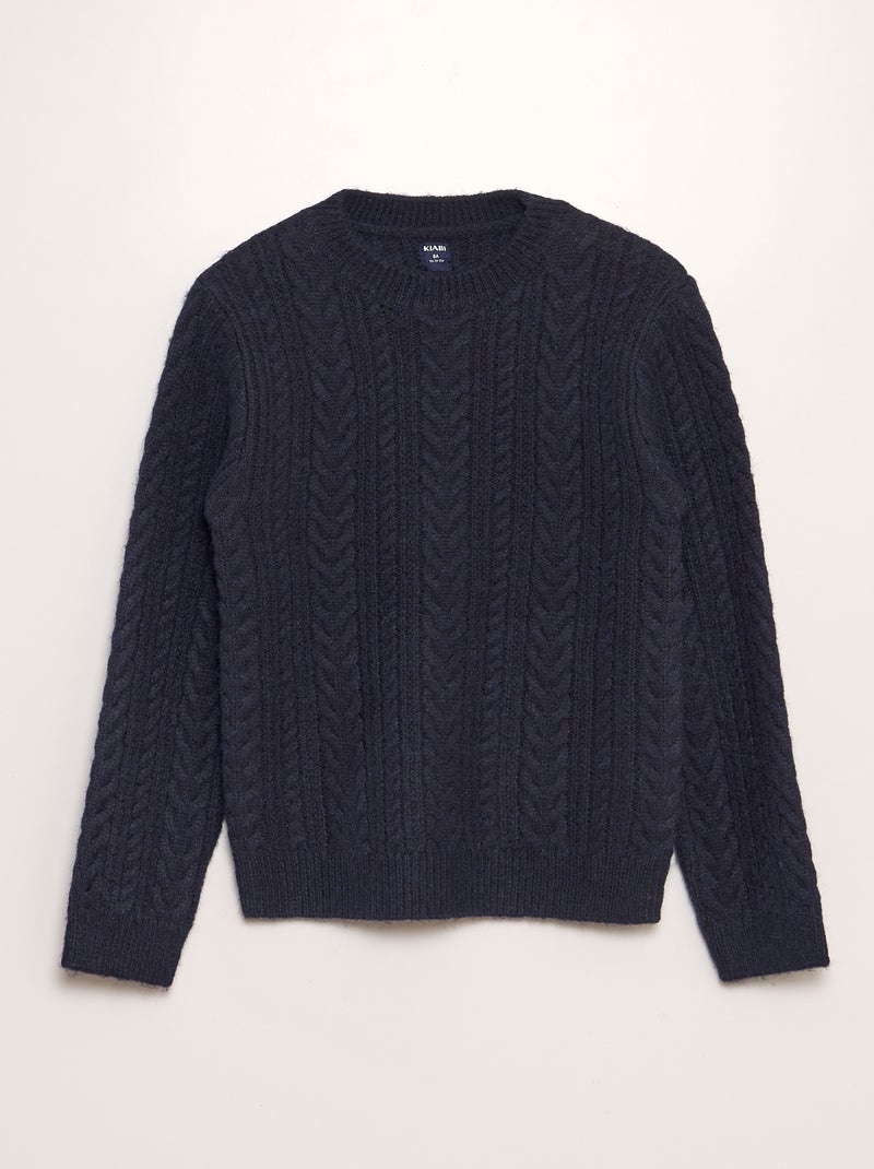 Pull en tricot col rond Bleu - Kiabi