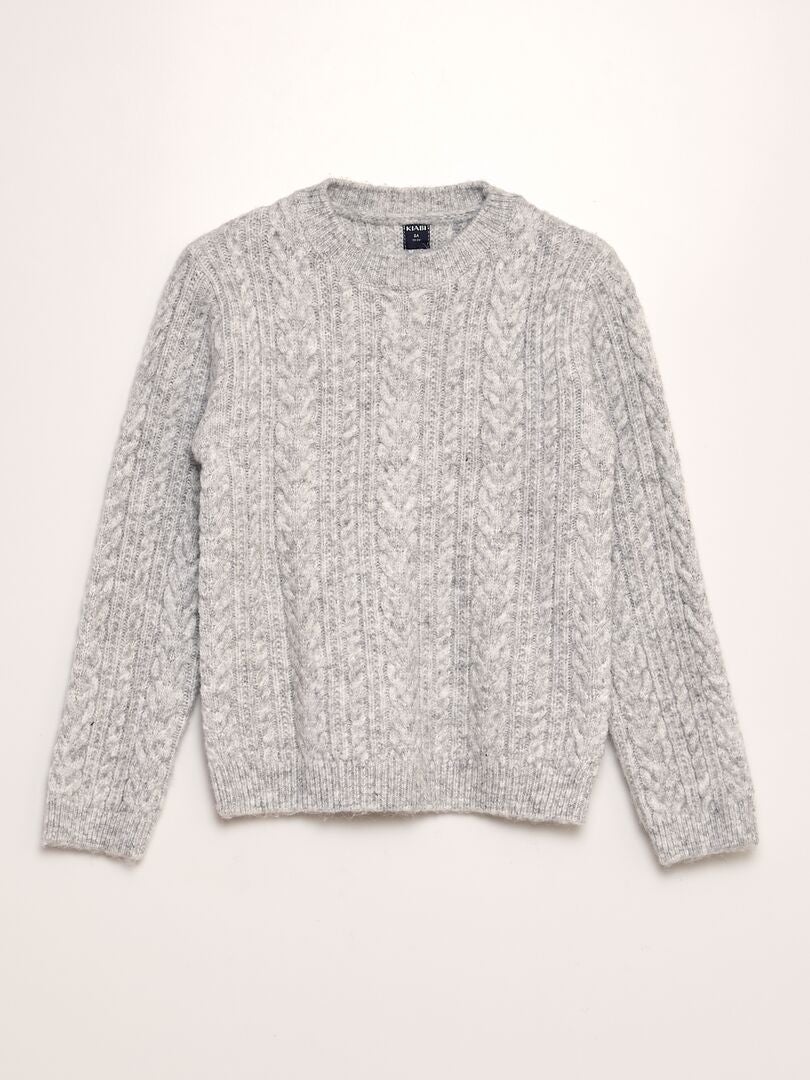 Pull en tricot col rond Gris - Kiabi