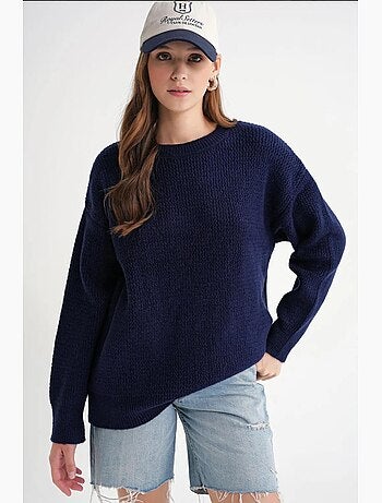 Pull en tricot côtelé à manches longues mixray