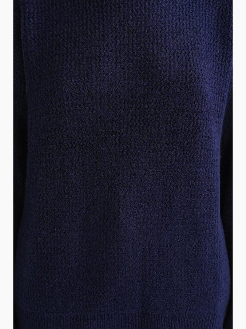 Pull en tricot côtelé à manches longues mixray Bleu marine - Kiabi