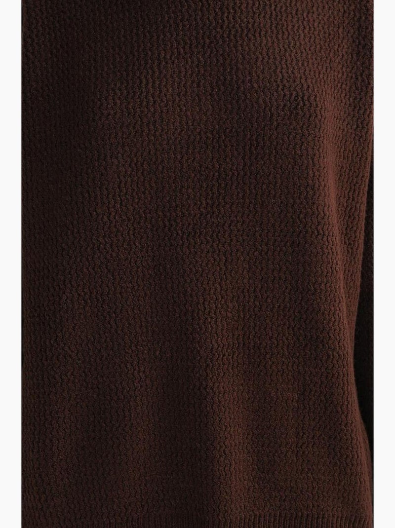 Pull en tricot côtelé à manches longues mixray Marron foncé - Kiabi