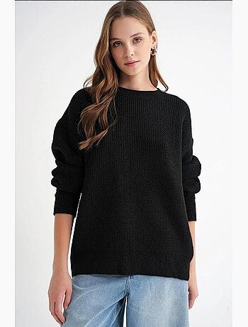 Pull en tricot côtelé à manches longues mixray