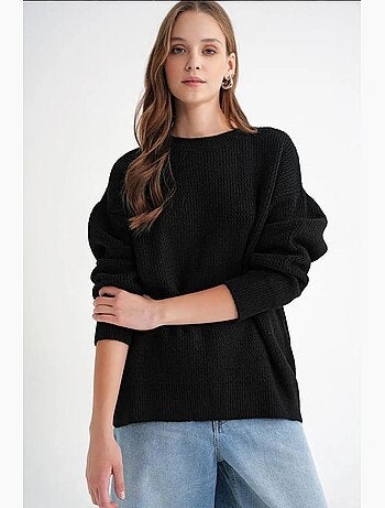 Pull en tricot côtelé à manches longues mixray
