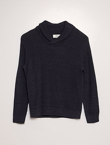 Pull en tricot côtelée avec col châle