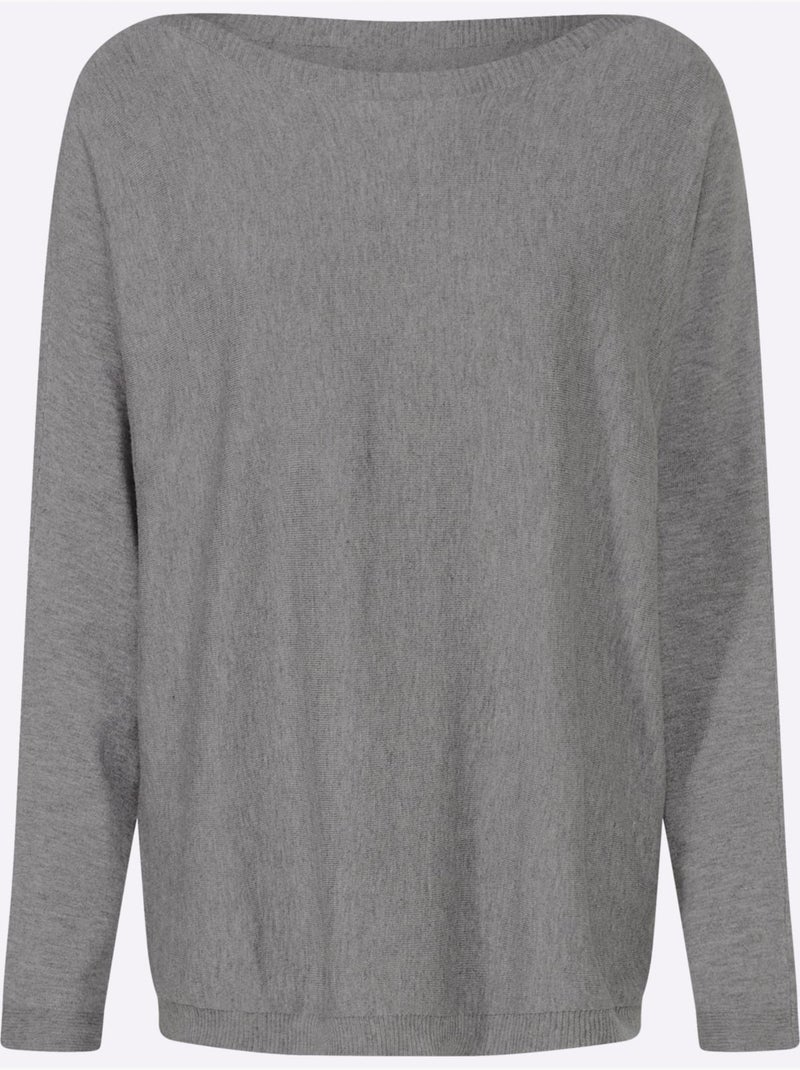 Pull En Tricot Coupe Décontractée - Taille Standard - Helline Gris chiné - Kiabi