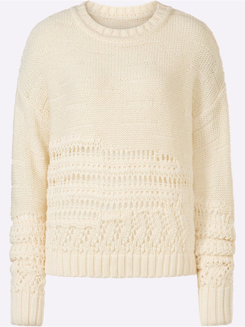 Pull En Tricot Coupe Décontractée - Taille Standard - Helline Ivoire - Kiabi