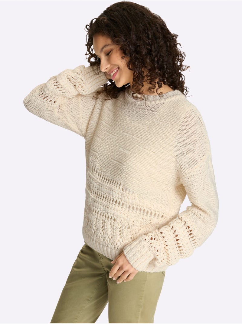 Pull En Tricot Coupe Décontractée - Taille Standard - Helline Ivoire - Kiabi