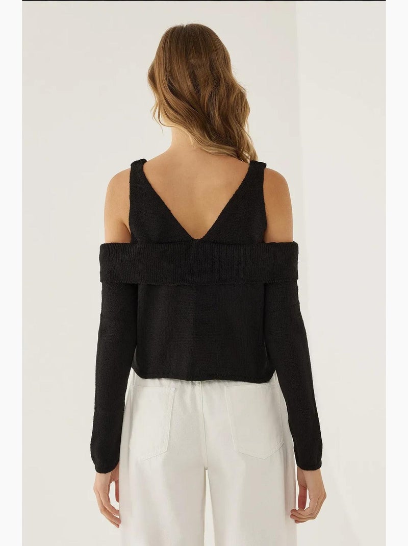 Pull en tricot découpé hiccup Noir - Kiabi