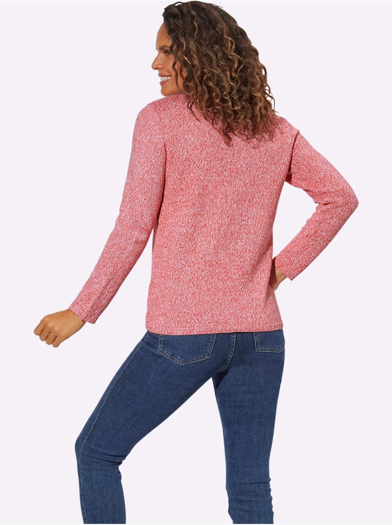 Pull En Tricot Encolure En V Affinante - Taille Standard - Witt Corail - Kiabi