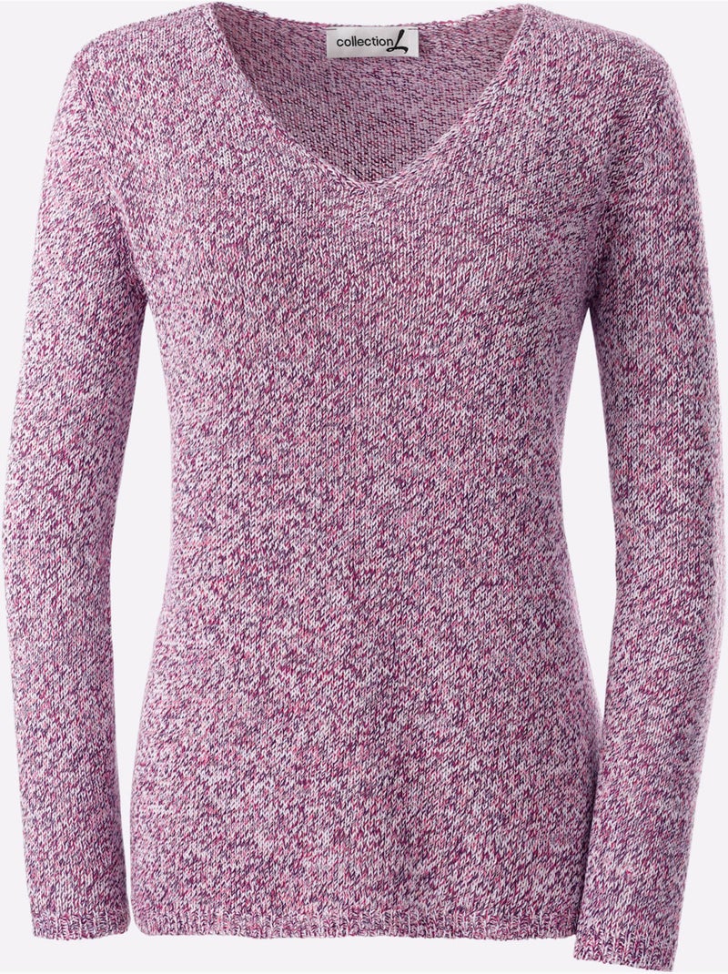Pull En Tricot Encolure En V Affinante - Taille Standard - Witt Rose fushia - Kiabi