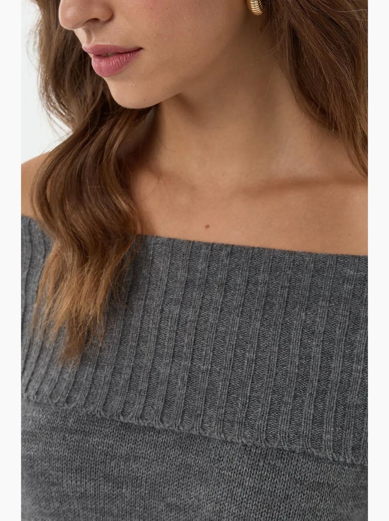 Pull en tricot épaules dénudées hiccup Gris - Kiabi