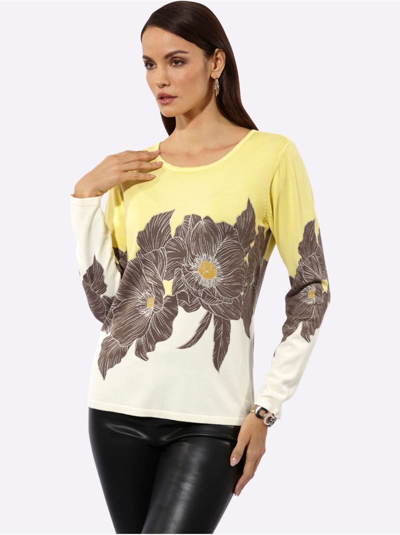 Pull En Tricot Fin 30% Lyocell - Taille Standard - Helline Taupe/Doré - Kiabi