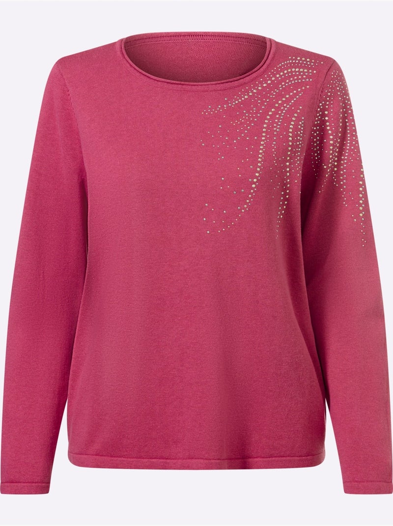 Pull En Tricot Fin 50% Coton - Taille Standard - Witt Rose fushia - Kiabi