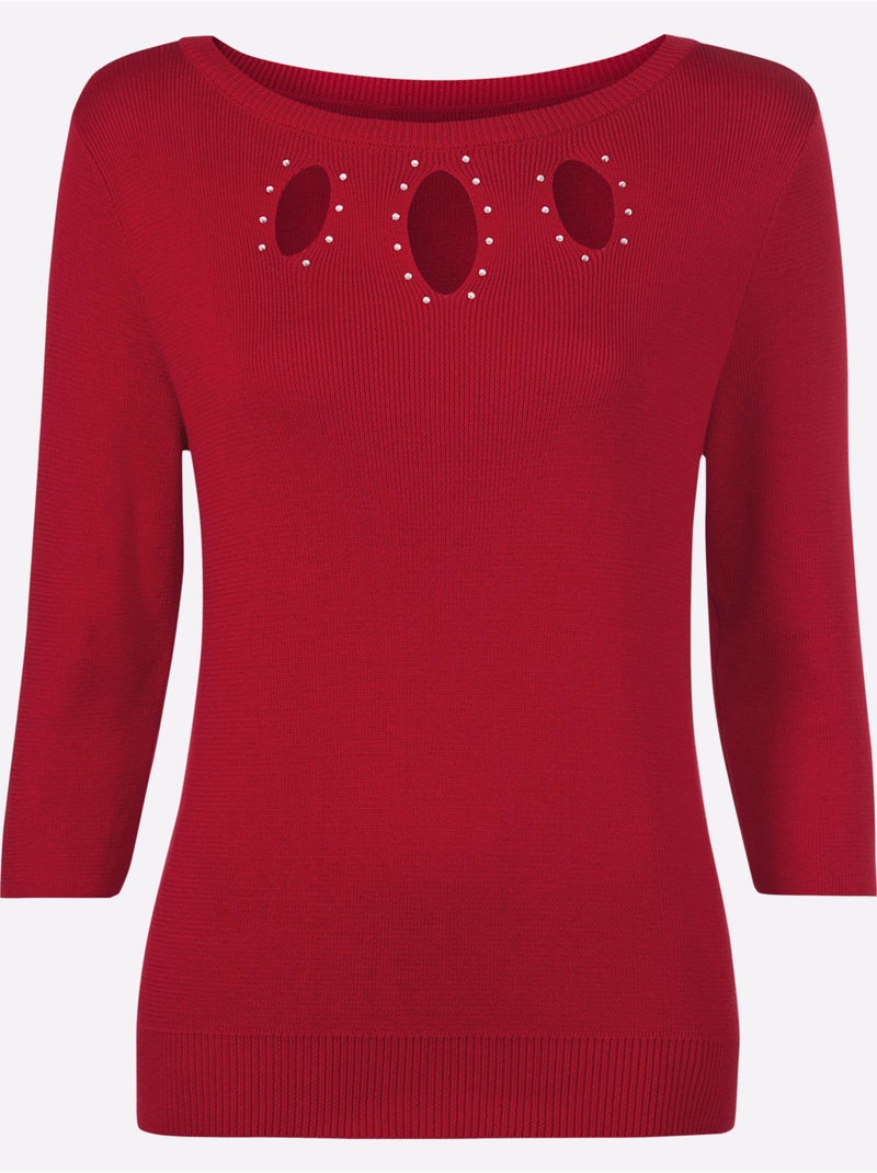 Pull En Tricot Fin 55% Coton - Taille Standard - Witt Rouge - Kiabi