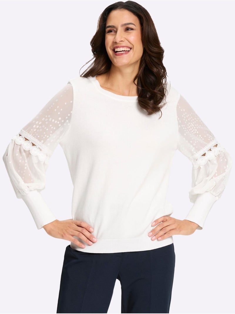 Pull En Tricot Fin 70% Viscose - Taille Standard - Witt Ecru - Kiabi