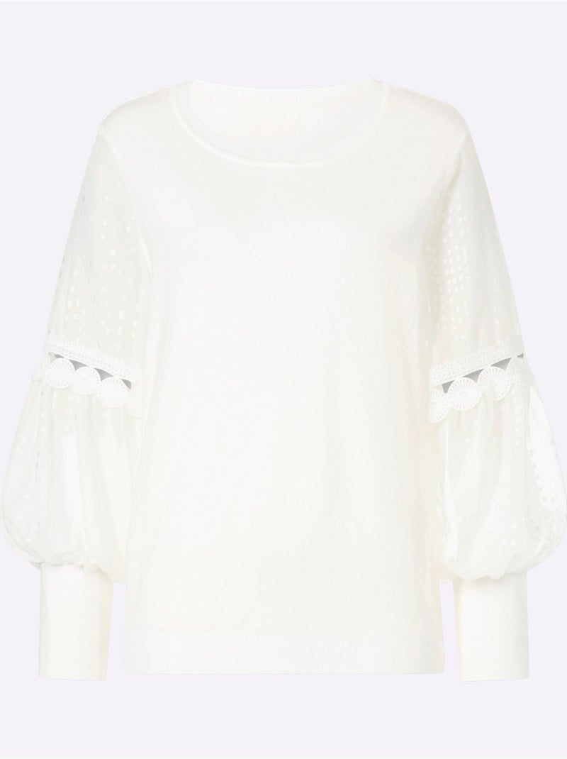 Pull En Tricot Fin 70% Viscose - Taille Standard - Witt Ecru - Kiabi