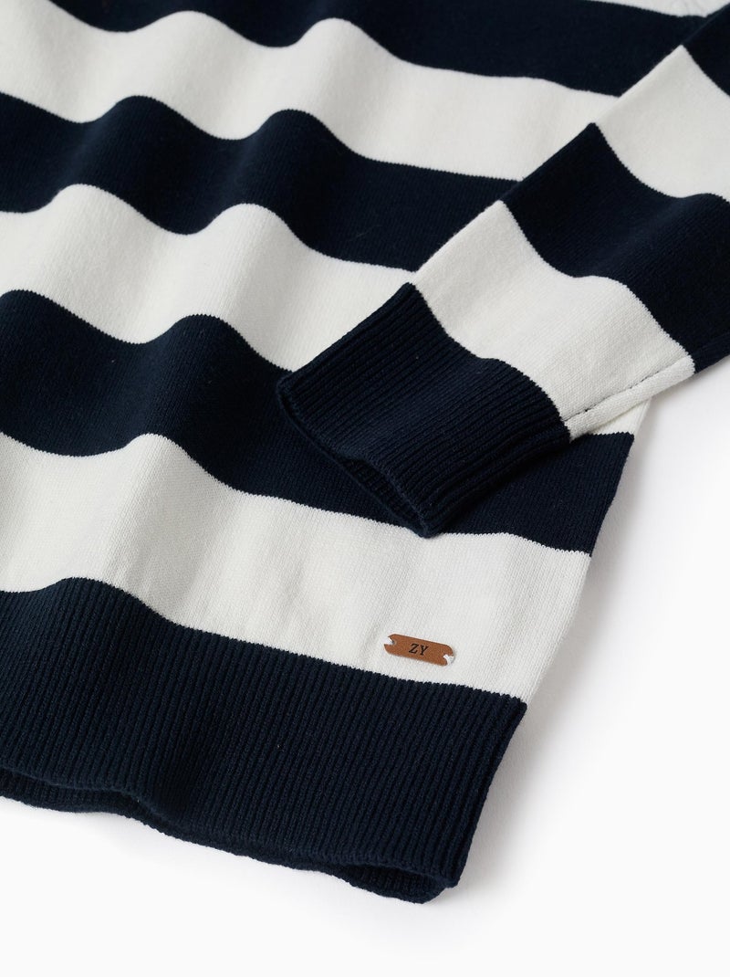 Pull Rayé Garçon Gymboree Taille 4 - Bleu Foncé/marron - 100% Coton - Neuf Avec étiquette