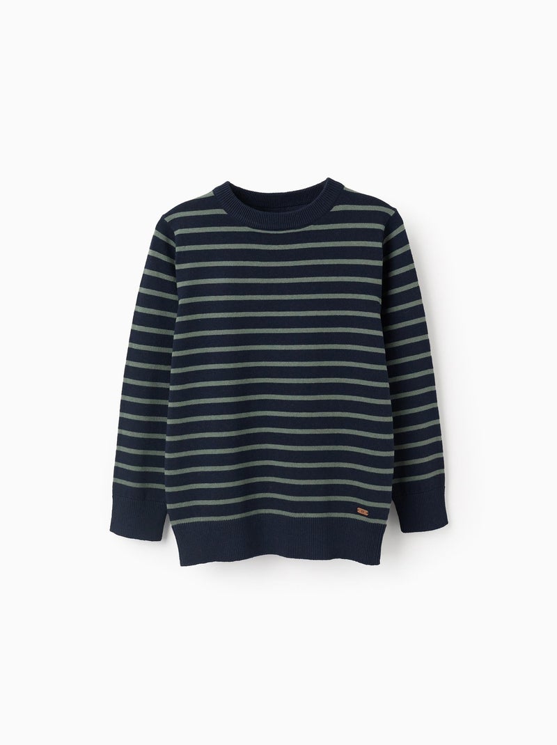Pull en Tricot Fin à Rayures Vert foncé - Kiabi