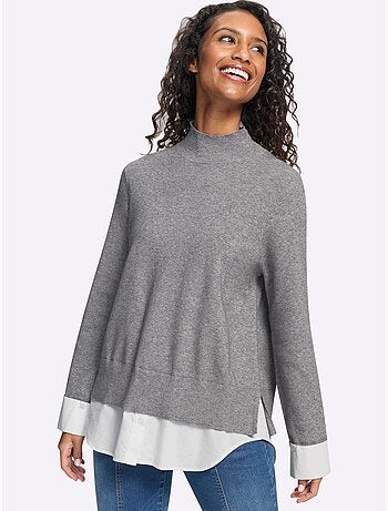 Pull en tricot fin aspect 2 en 1 - taille standard - helline