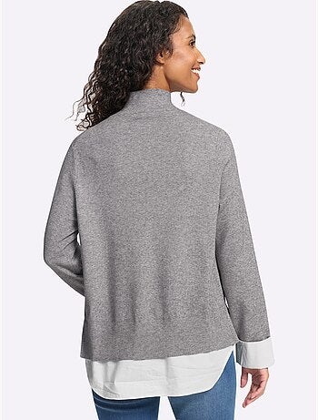 Pull en tricot fin aspect 2 en 1 - taille standard - helline