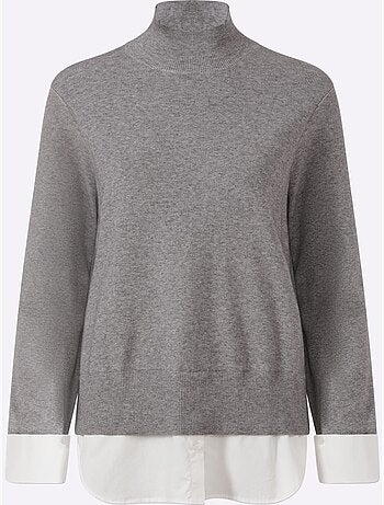 Pull en tricot fin aspect 2 en 1 - taille standard - helline